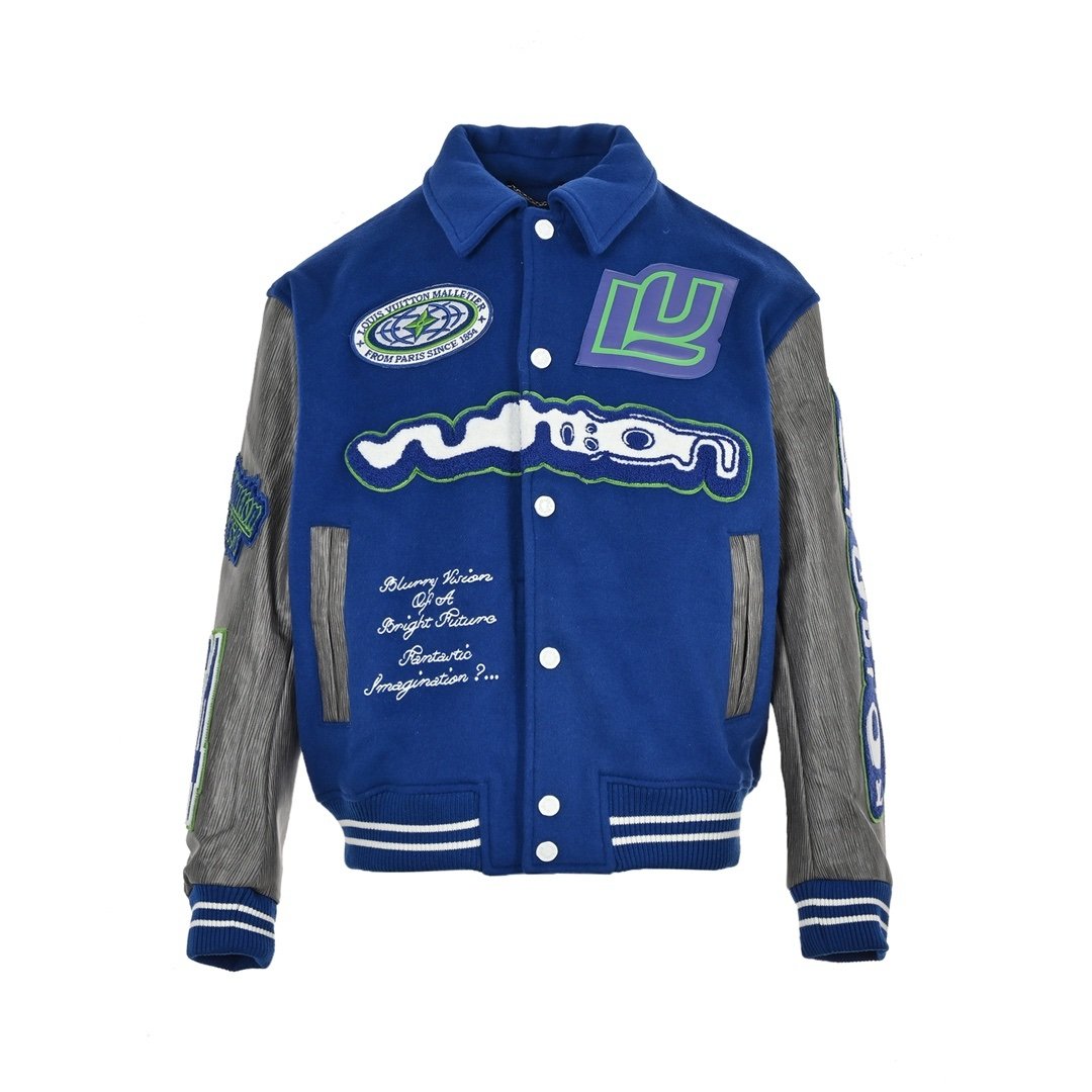 Louis Vuitton Embroidered Varsity Blouson Blue
