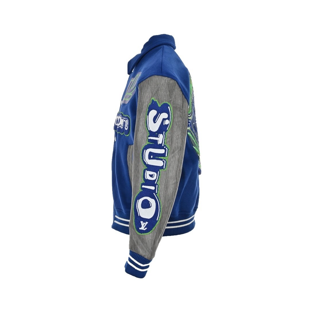 Louis Vuitton Embroidered Varsity Blouson Blue