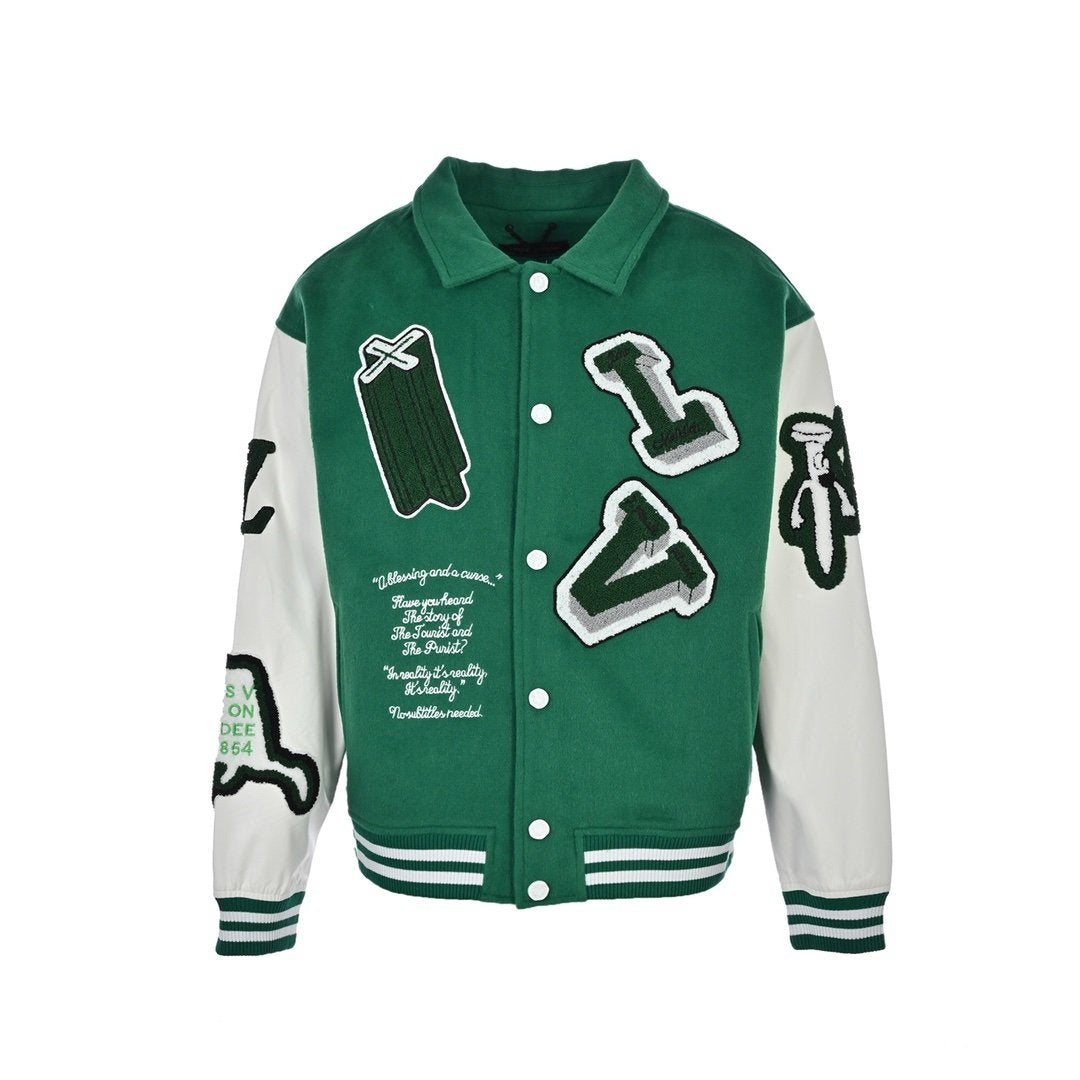 Louis Vuitton Varsity Leather Jacket Green