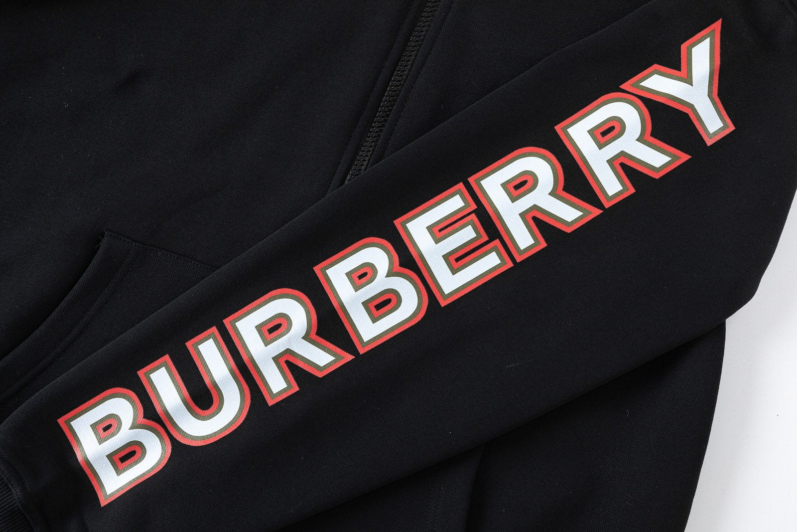 Burberry Black Logo Print Rylee Zip Up Hoodie