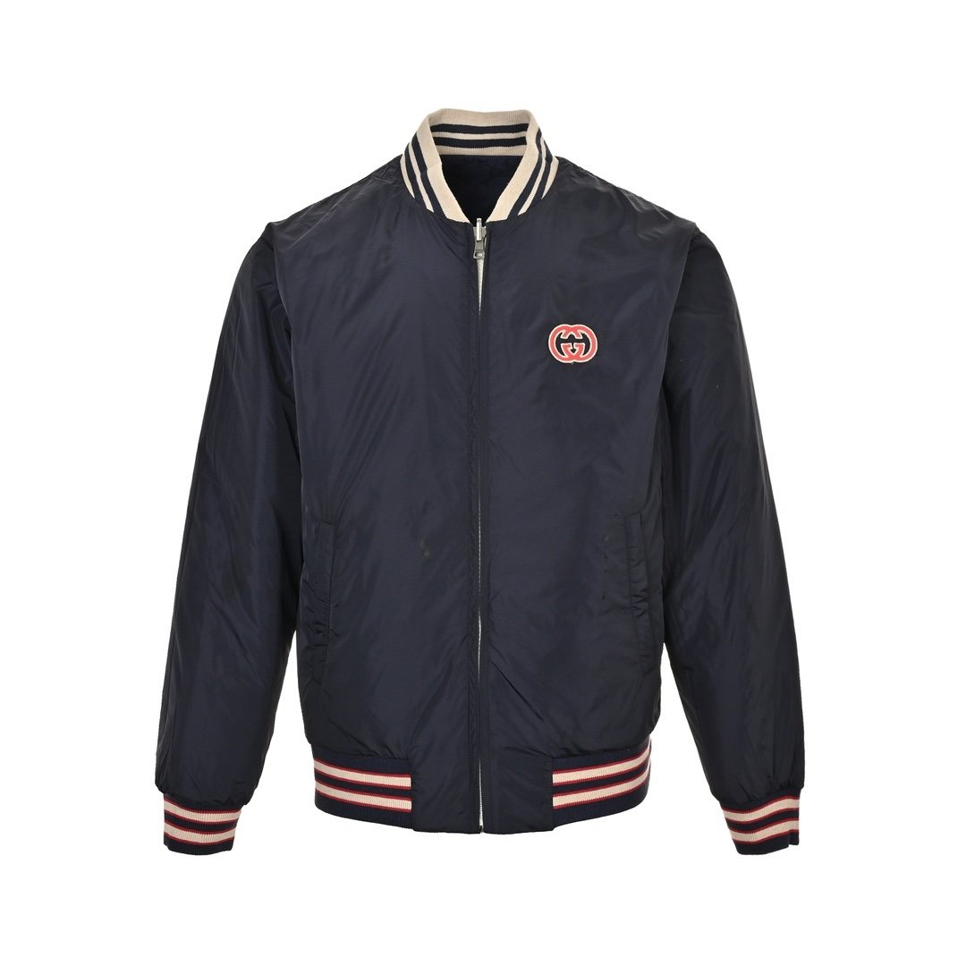 Gucci Reversible Nylon Canvas Jacket in Dark Blue