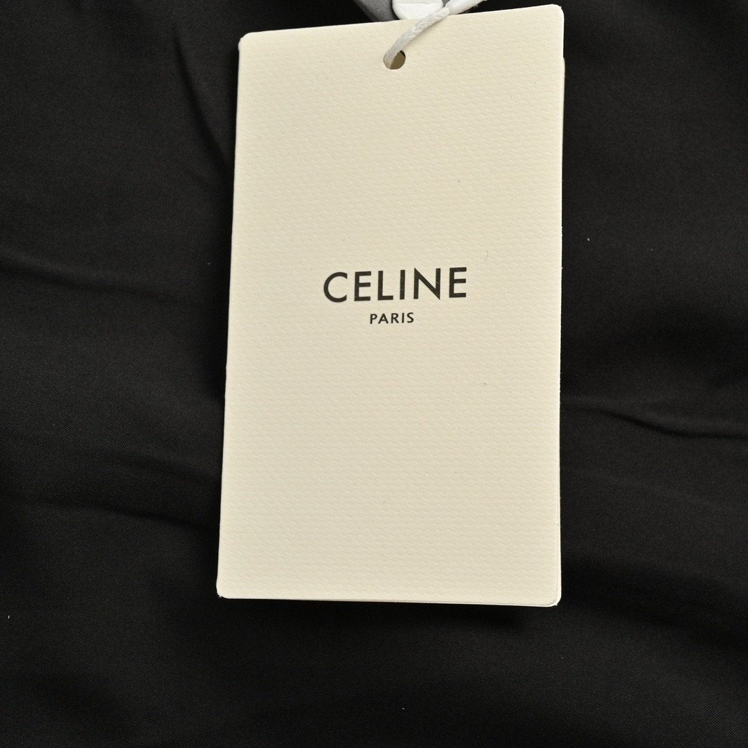 Celine Black Logo Embroidered Corduroy Cotton Zipped Bomber Jacket