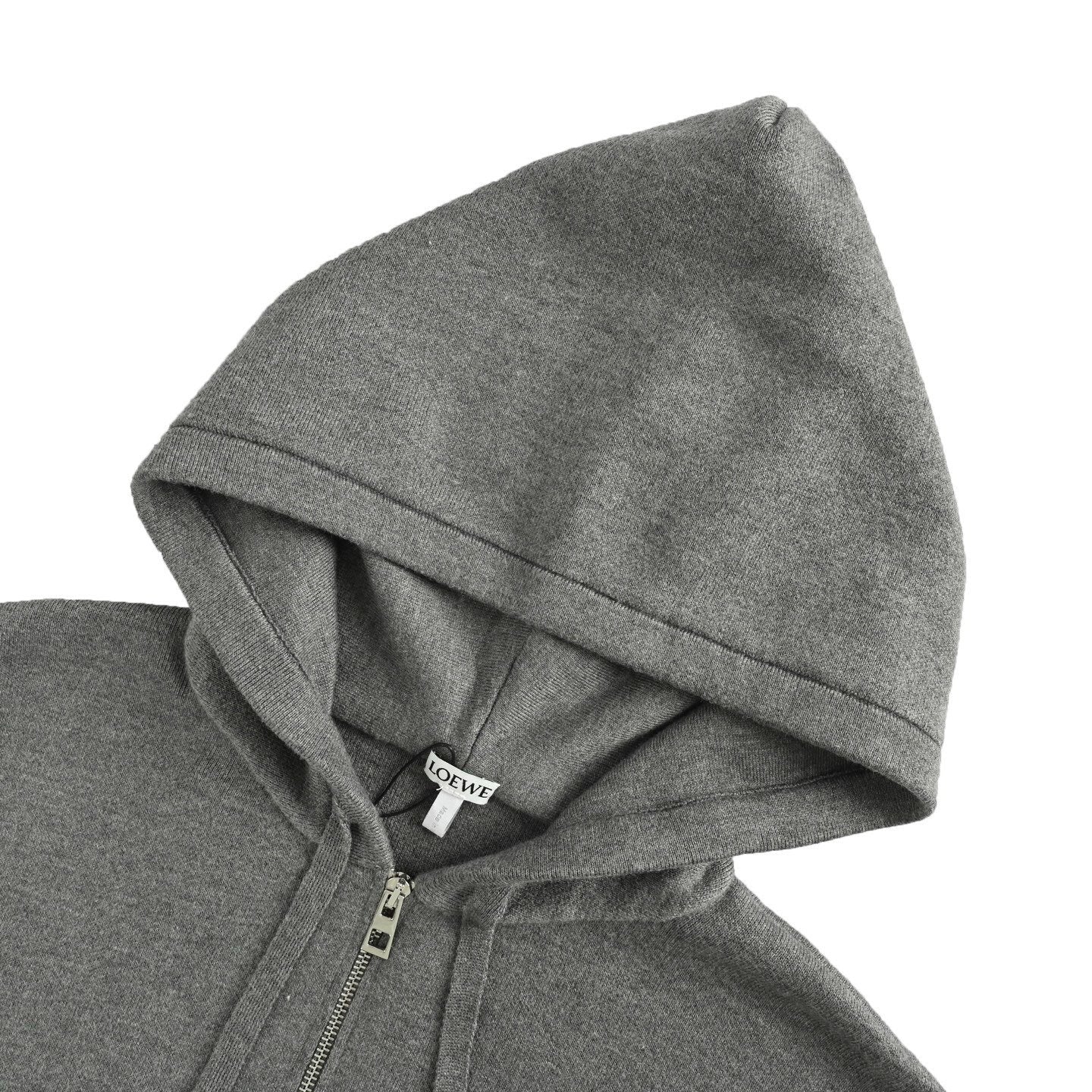 Loewe Logo-Embossed Wool Blend Zip Up Grey