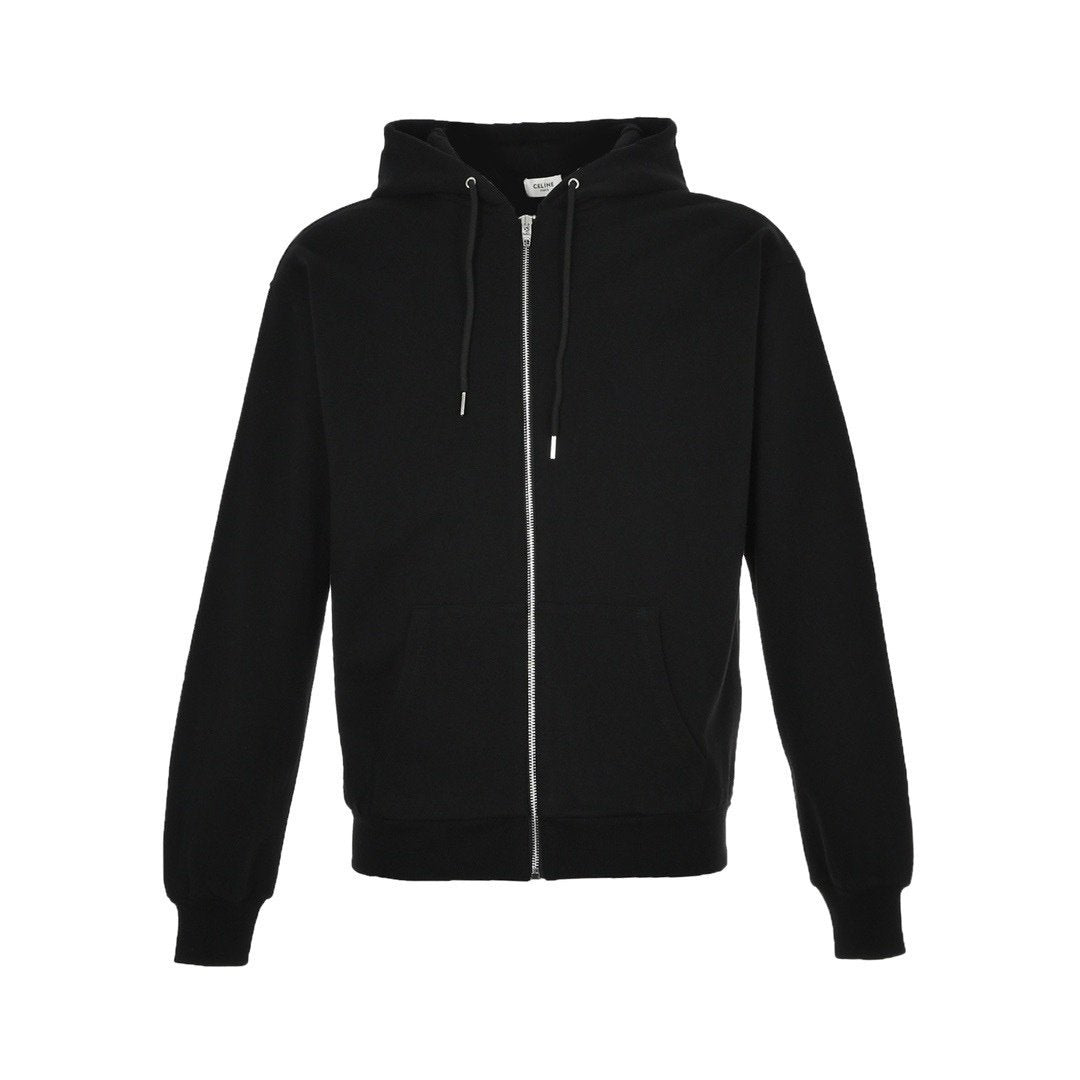 Celine Capuchon Logo Zip Up Black