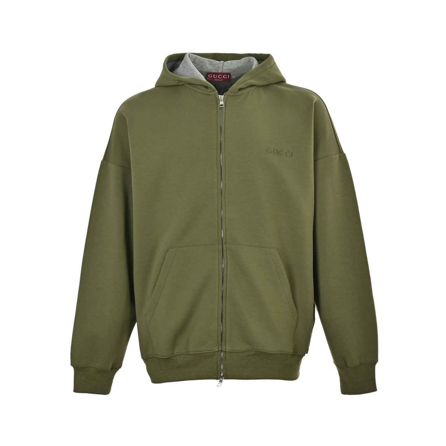 Gucci Embroided Hooded Jersey Zip Up