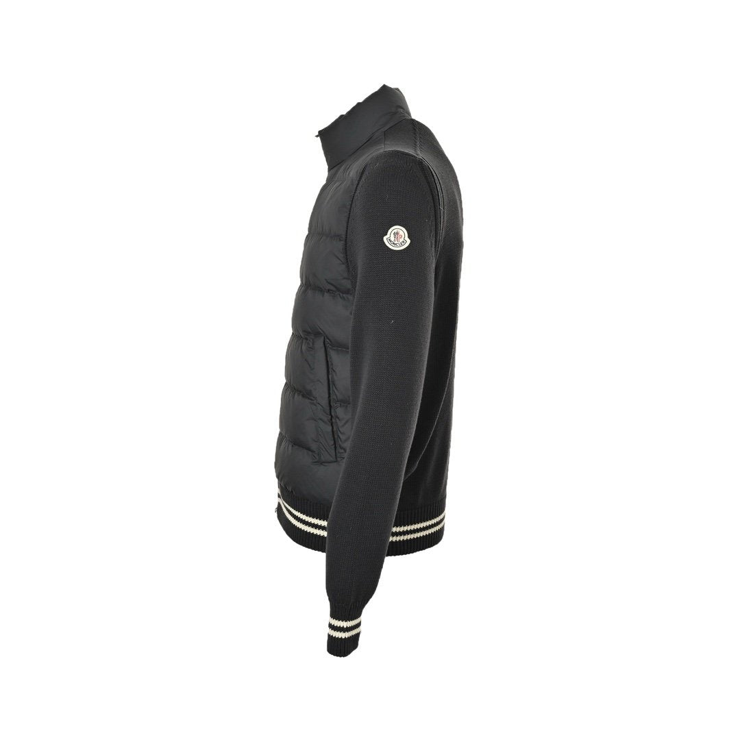 Moncler Padded Cotton Cardigan In Black