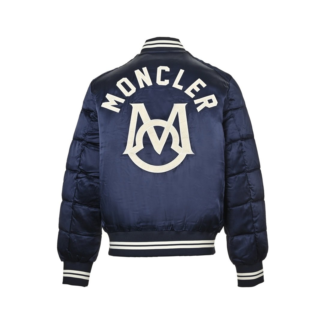 Moncler Dives Satin Padded Bomber Jack Navy