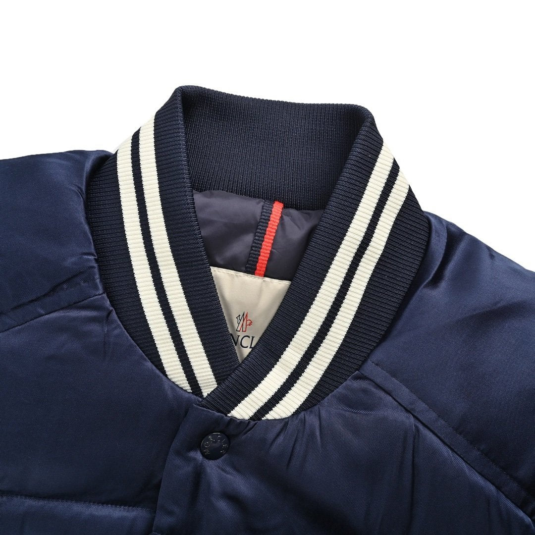 Moncler Dives Satin Padded Bomber Jack Navy