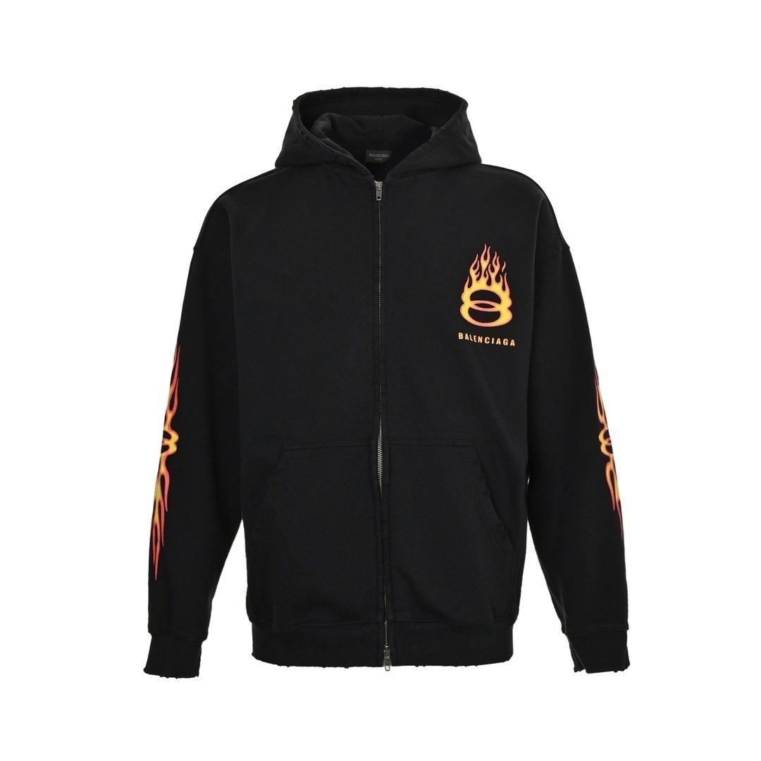 Balenciaga 2024 Graphic Print Zip Up Black