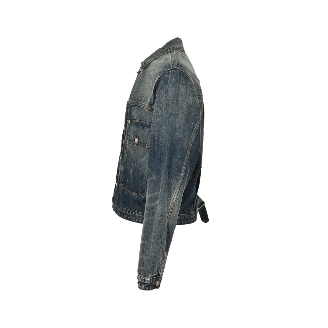 Givenchy Distressed Pleated Denim Jacket