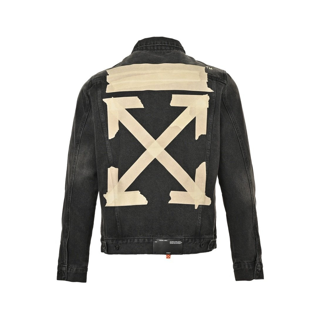 Off-White Printer Denim Jacket In Black