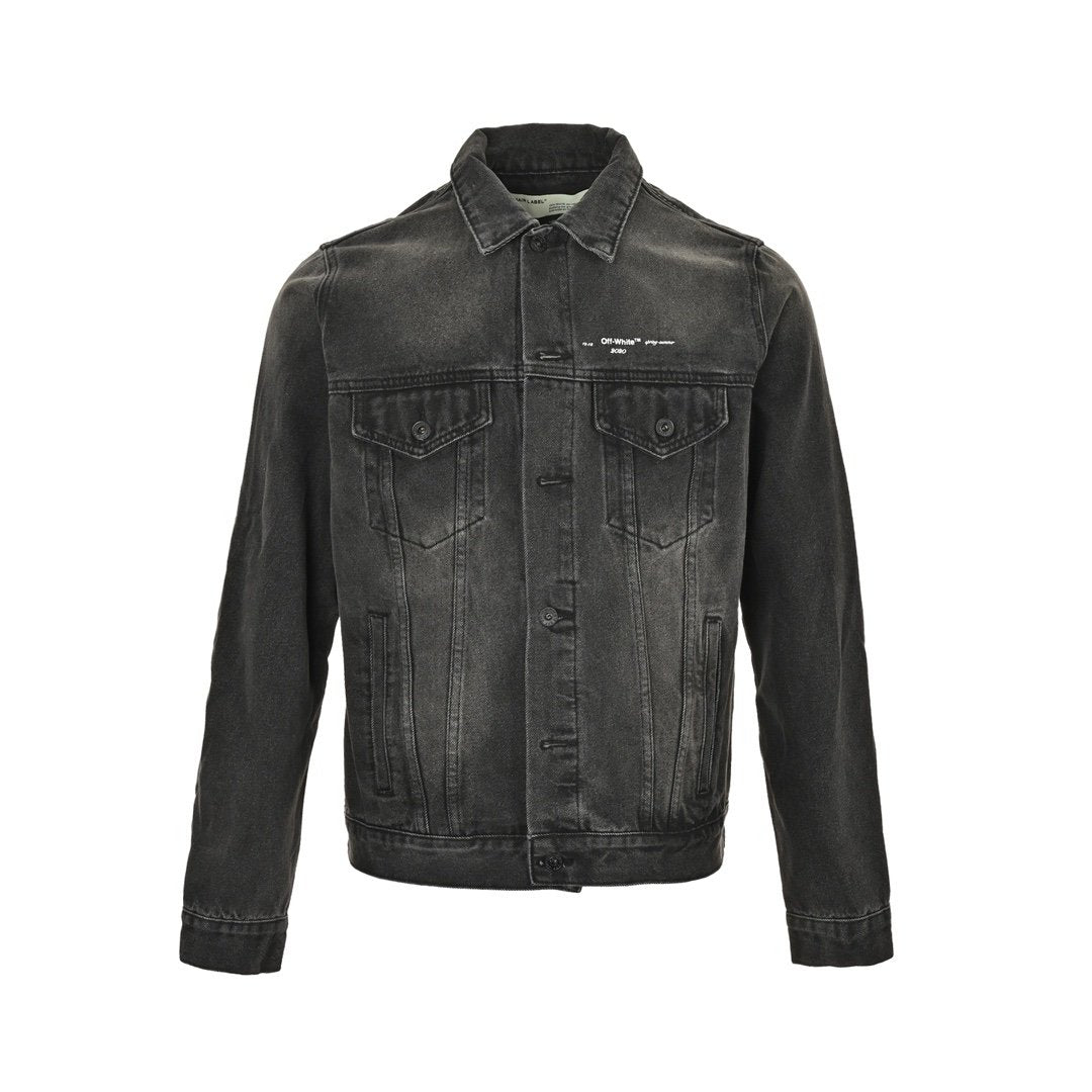 Off-White Printer Denim Jacket In Black
