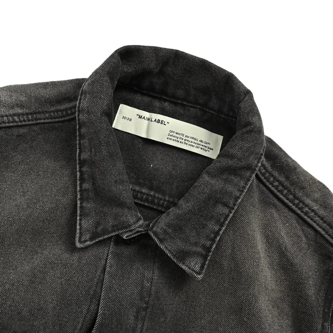 Off-White Printer Denim Jacket In Black