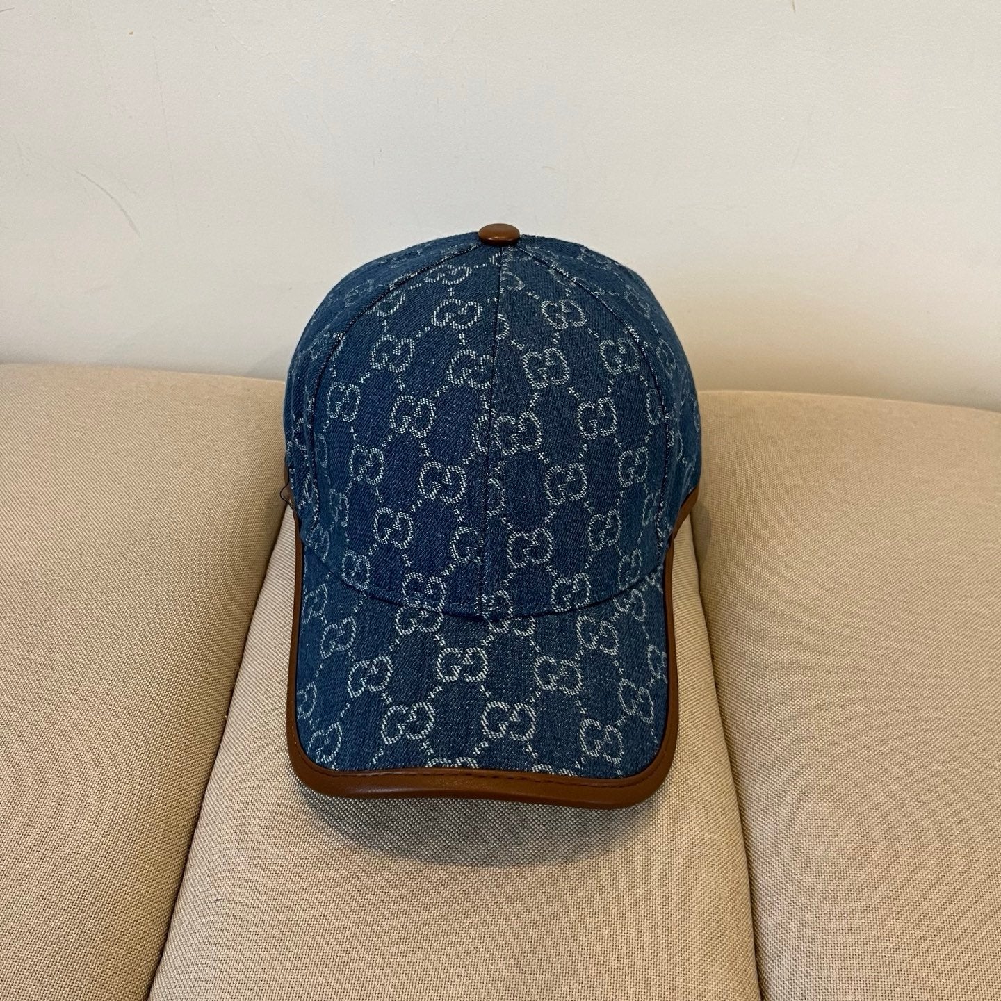 Gucci GG Denim Baseball Cap Blue White