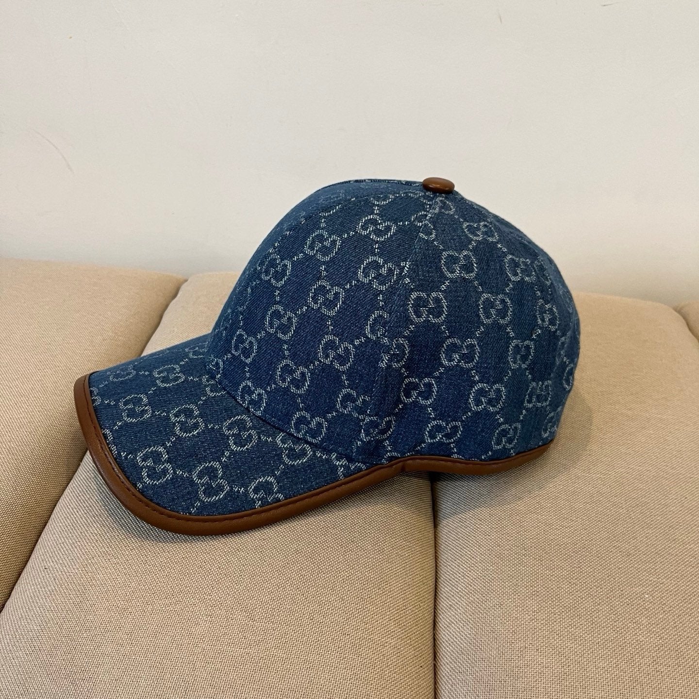 Gucci GG Denim Baseball Cap Blue White