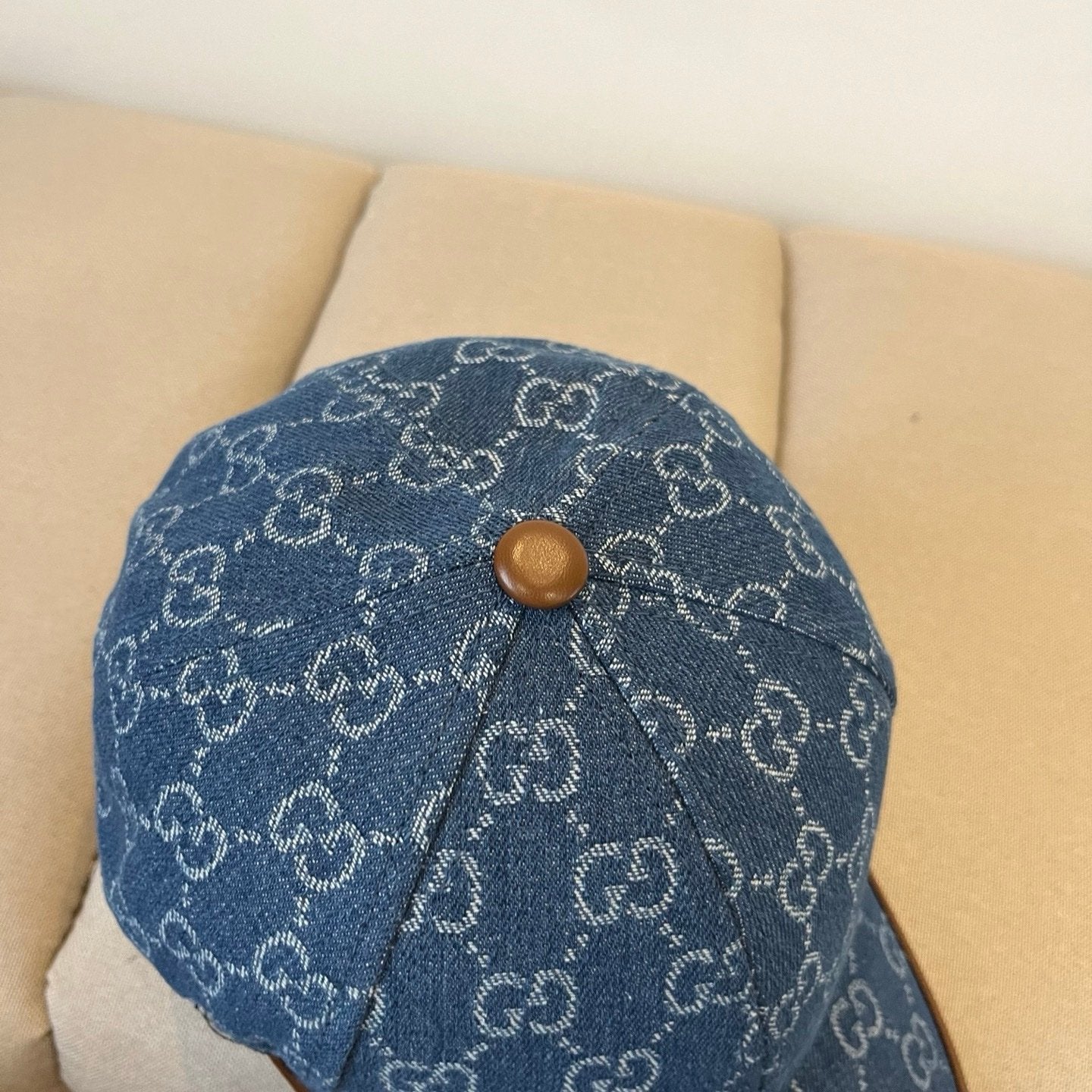 Gucci GG Denim Baseball Cap Blue White