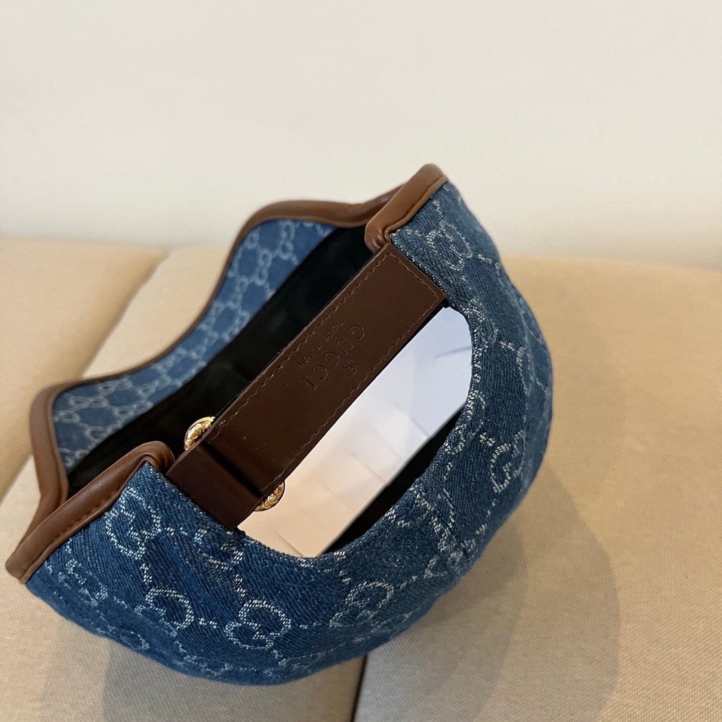 Gucci GG Denim Baseball Cap Blue White