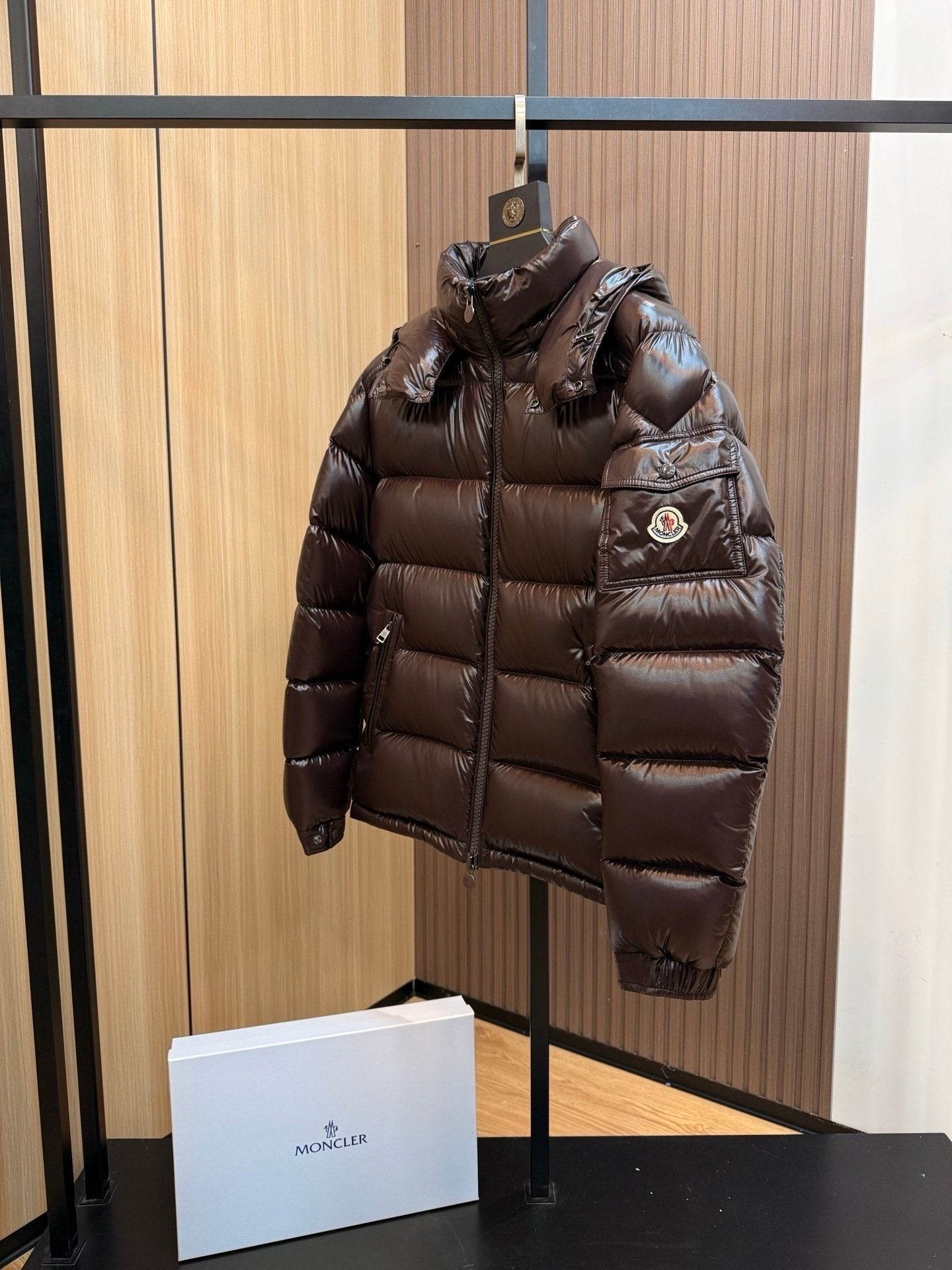 Moncler Maya  Hooded Down Jacket Brown