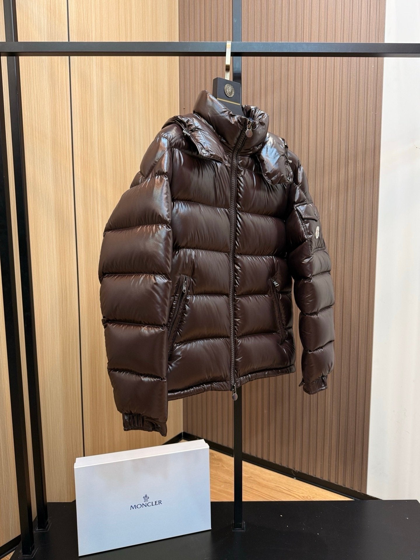 Moncler Maya  Hooded Down Jacket Brown