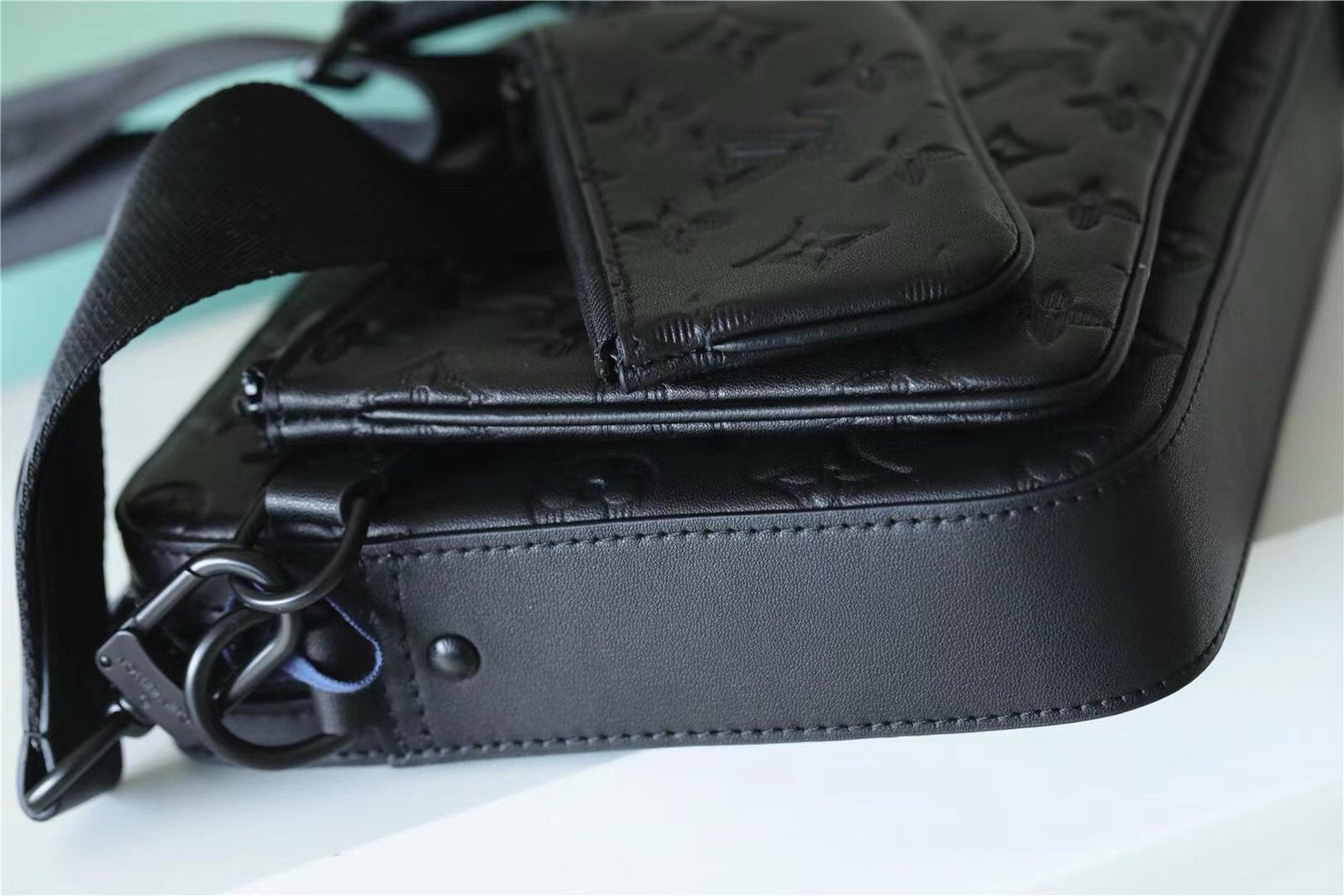 Louis Vuitton Trio Messenger Bag Shadow Leather Black