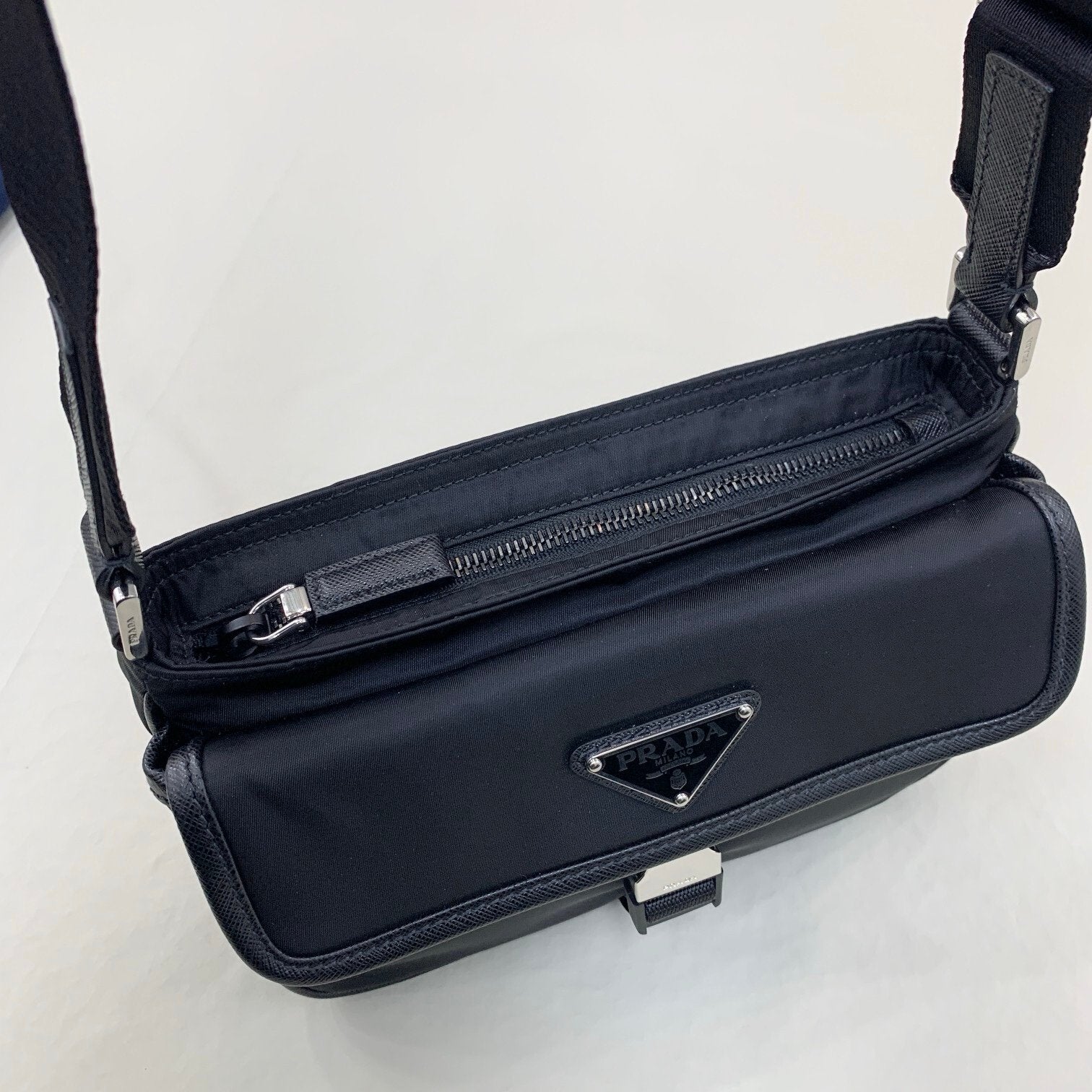 Prada In Re-Nylon Shoulder Bag Black