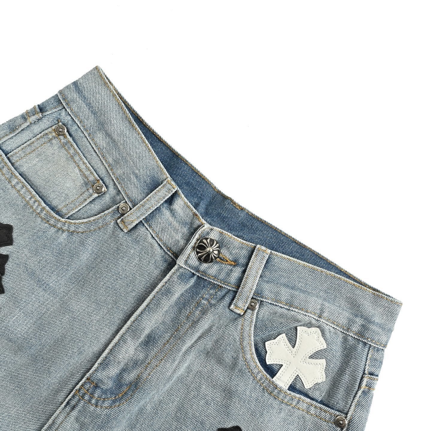 Chrome Hearts Kendall Jenner Jeans Blue Black/White Logo Patch