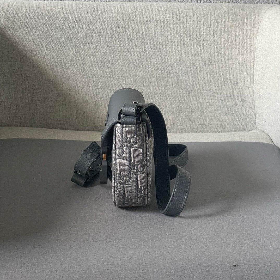 Dior Oblique Mini Saddle Messenger Bag Grey