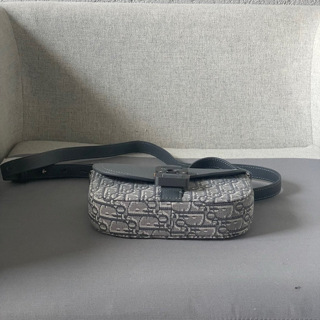Dior Oblique Mini Saddle Messenger Bag Grey