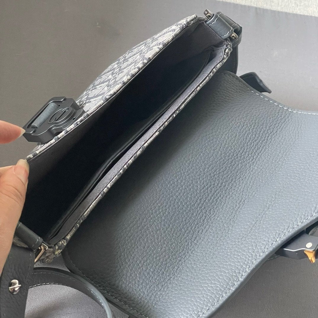 Dior Oblique Mini Saddle Messenger Bag Grey