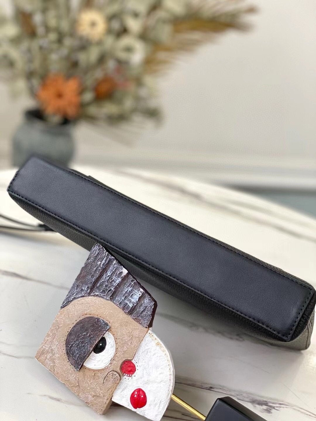 Louis Vuitton Clutch Bag Aerogram Black Leather