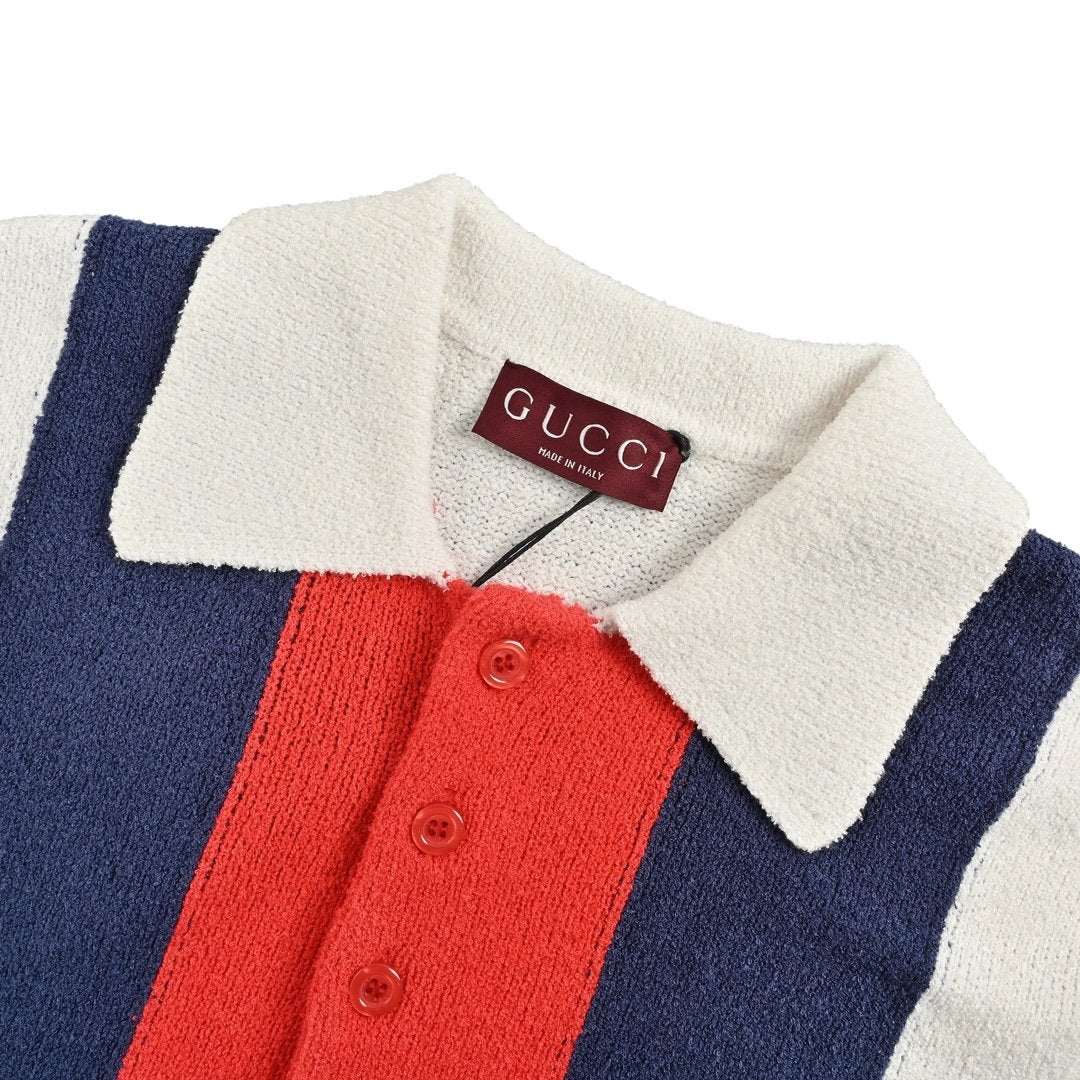 Gucci Terry Knit Polo Shirt White