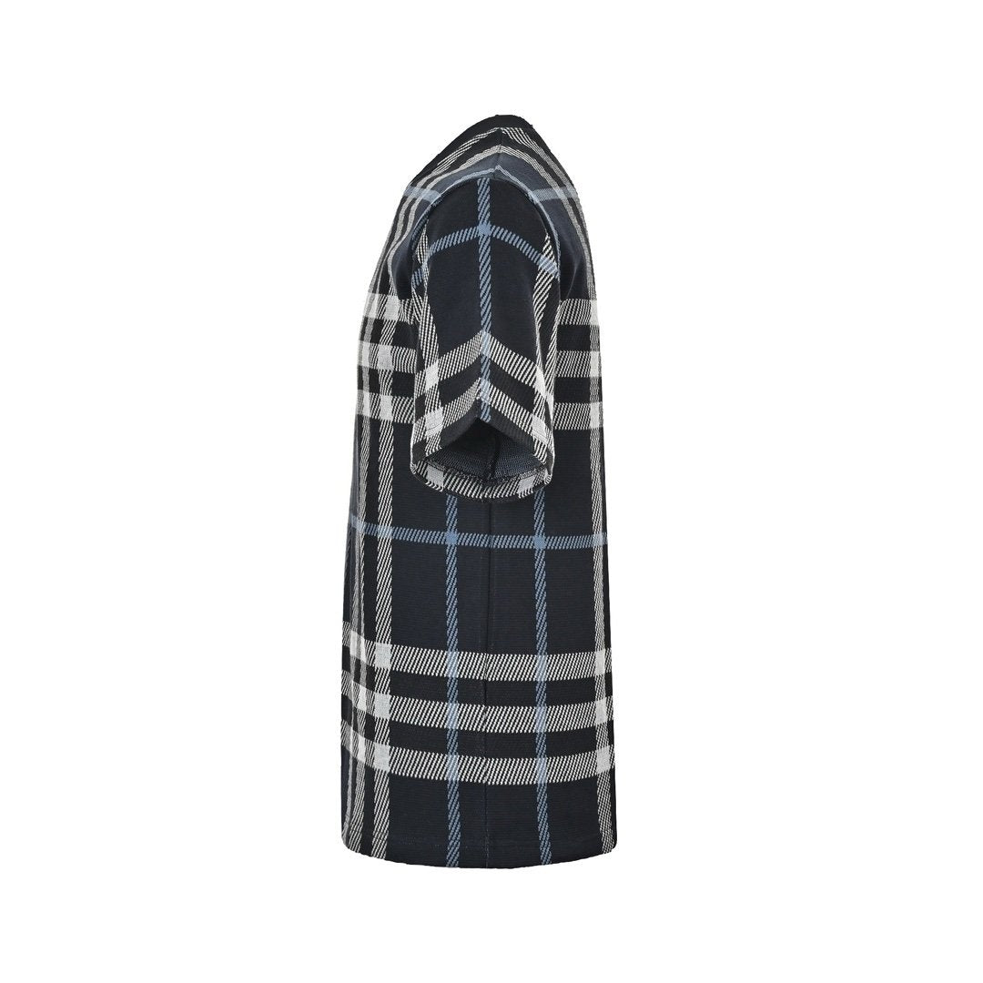 Burberry Check Cotton T-Shirt White/Dark Blue