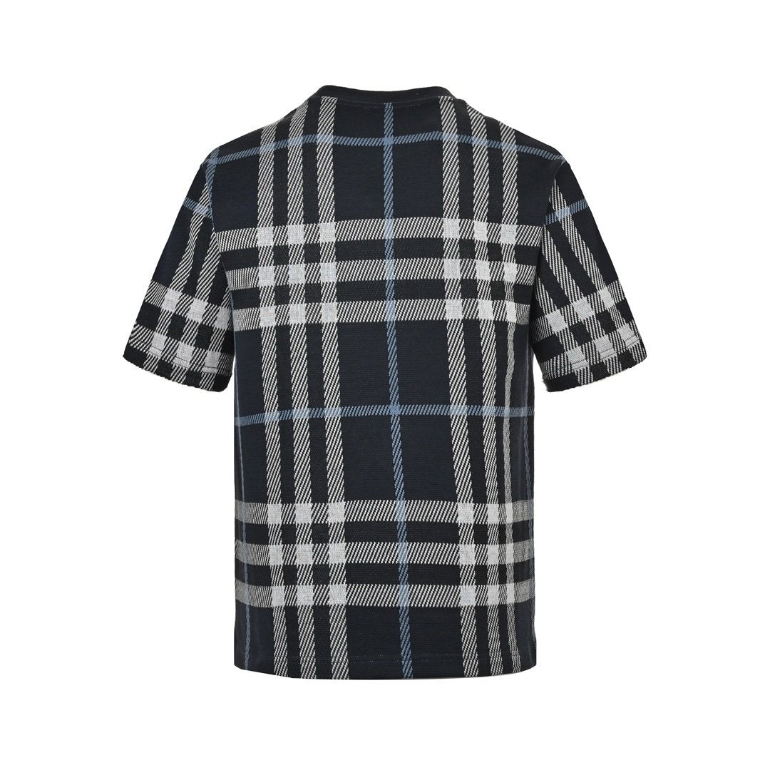 Burberry Check Cotton T-Shirt White/Dark Blue