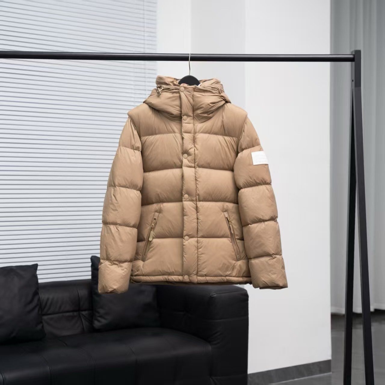 Burberry Lockwell Hooded Check Down Jacket Beige