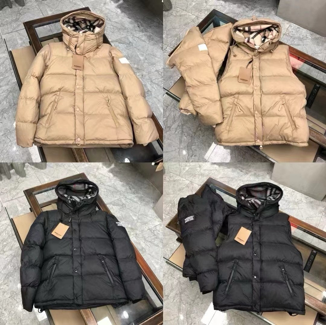 Burberry Lockwell Hooded Check Down Jacket Beige