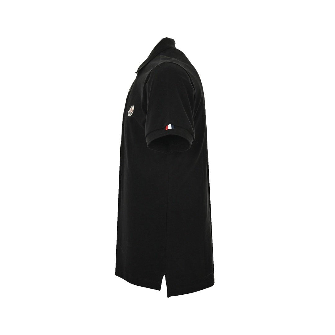 Moncler Black Cotton Piquet Polo Shirt Black