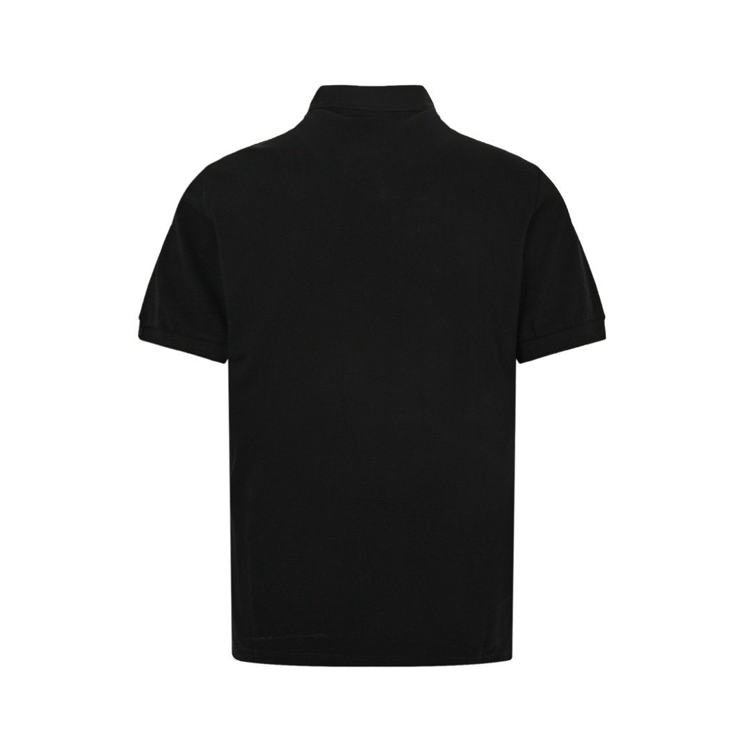 Moncler Black Cotton Piquet Polo Shirt Black
