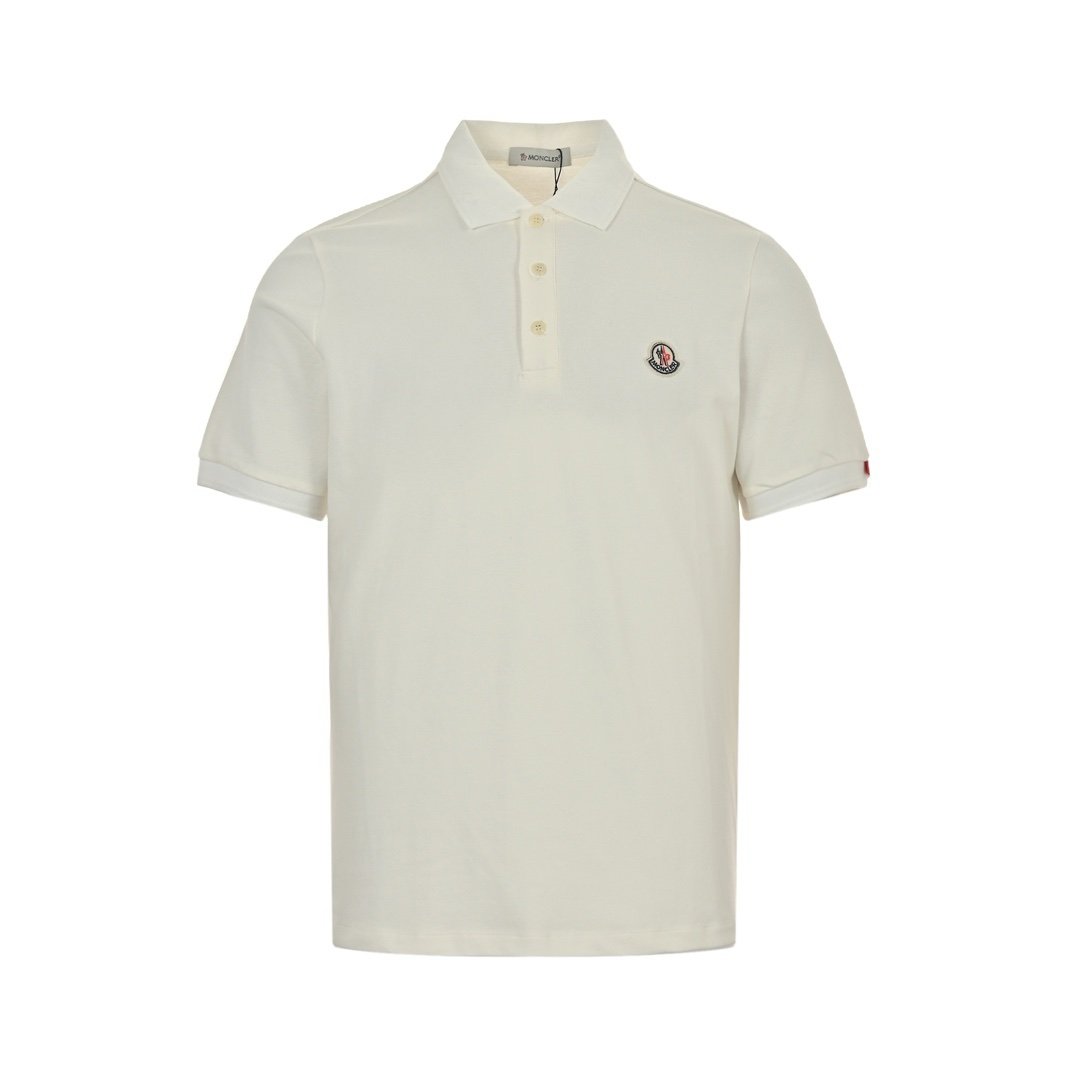 Moncler White Cotton Piquet Polo Shirt White
