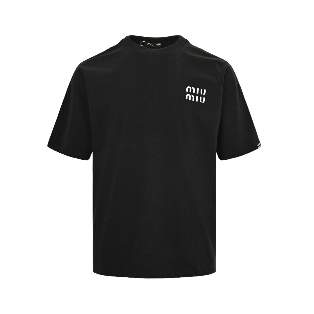 Miu Miu White Logo T-Shirt Black