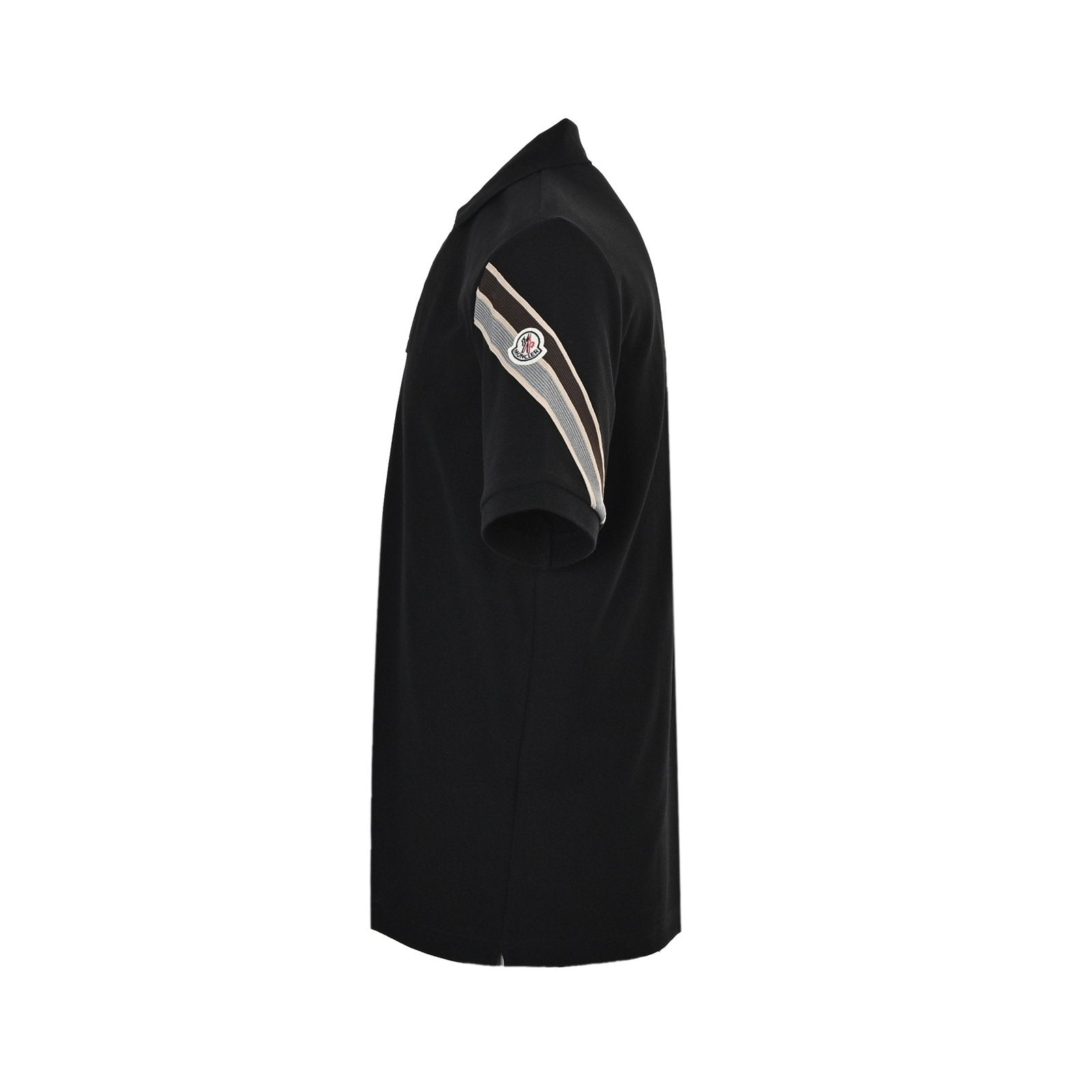 Moncler Tricolour Trimmed Cotton Piquet T-Shirt Black