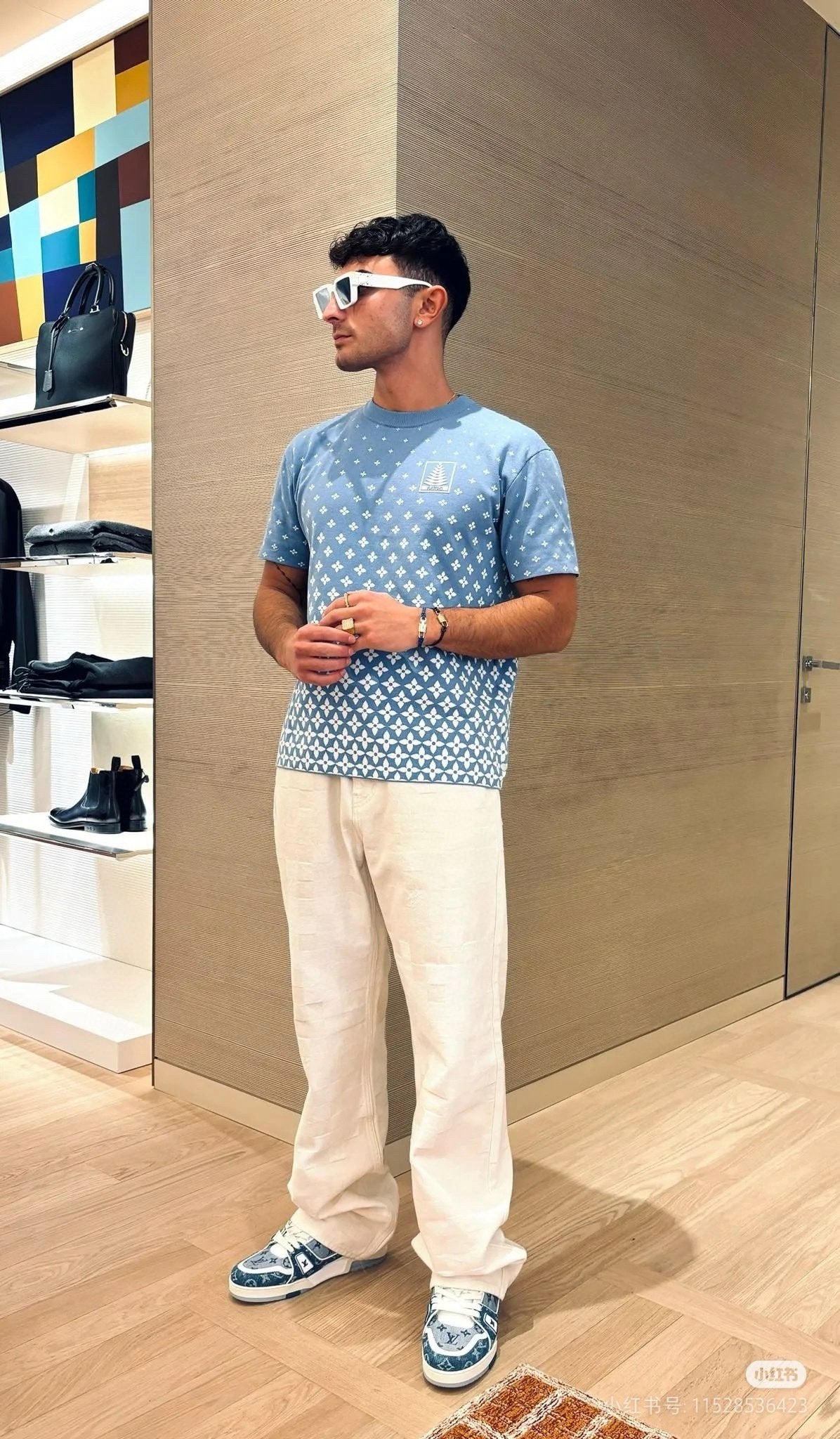 Louis Vuitton Knitted Cotton T-Shirt Blue