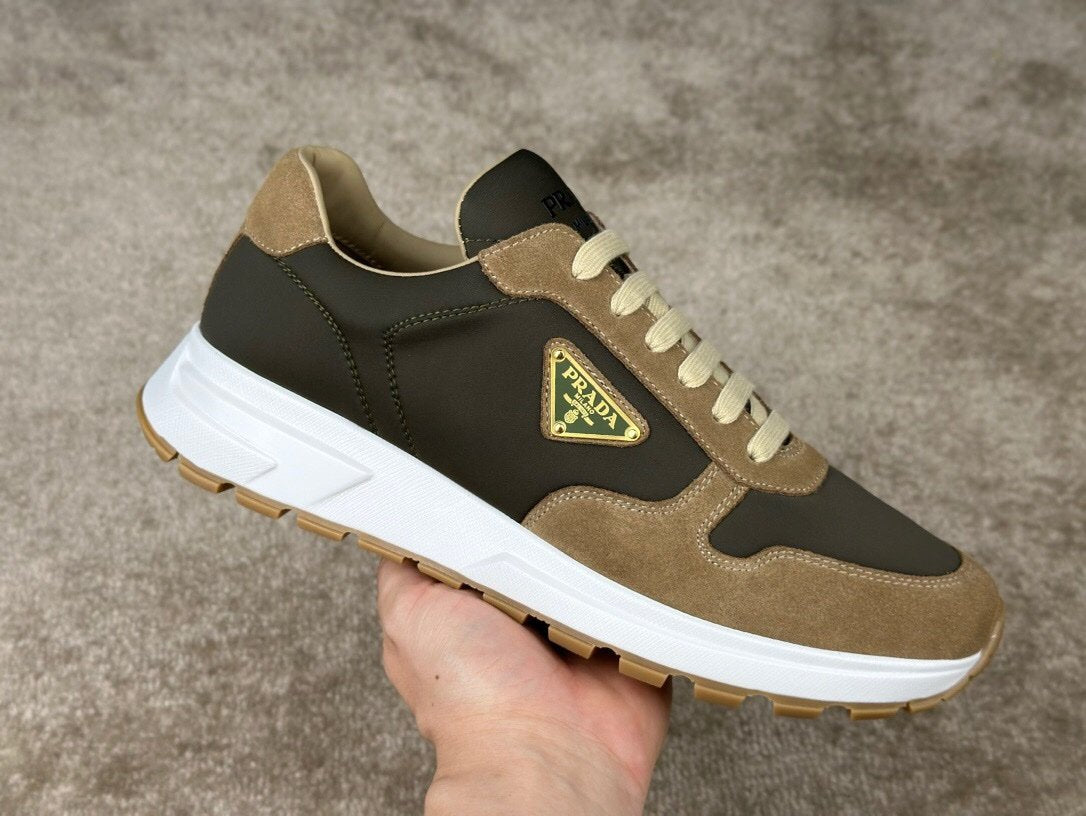 Prada Prax 01 Re-Nylon Beige Green Suede