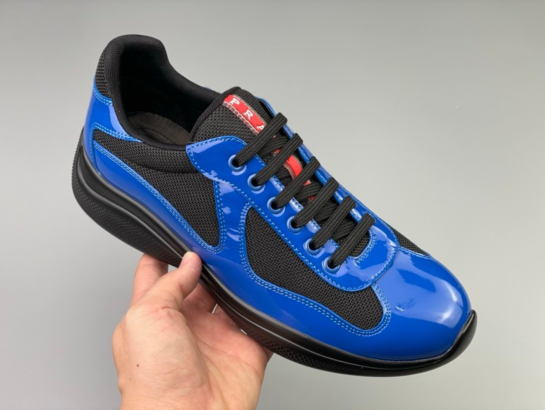 Prada Americas Cup Black & Blue Trainers Patent