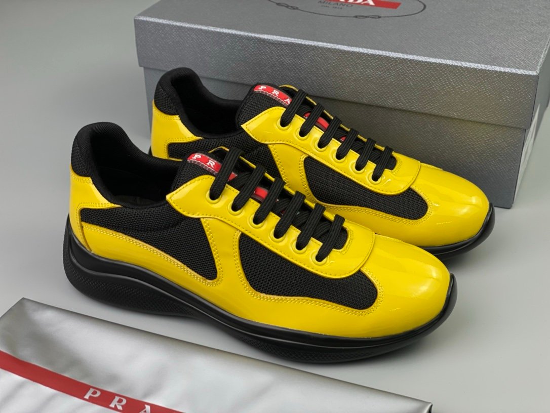 Prada Americas Cup Black & Yellow Trainers Patent