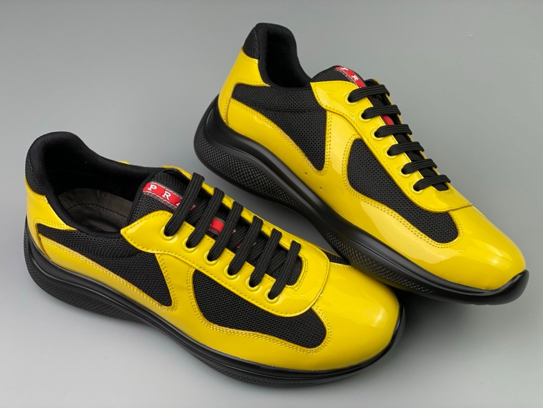 Prada Americas Cup Black & Yellow Trainers Patent