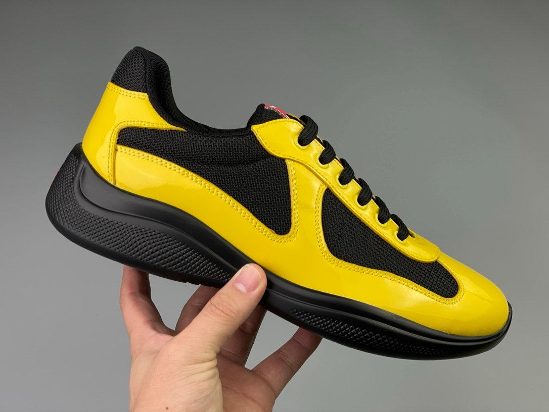 Prada Americas Cup Black & Yellow Trainers Patent