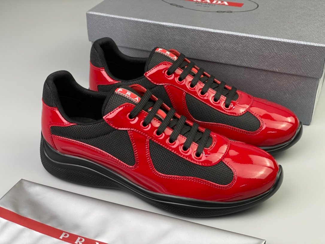 Prada Americas Cup Black & Red Trainers Patent