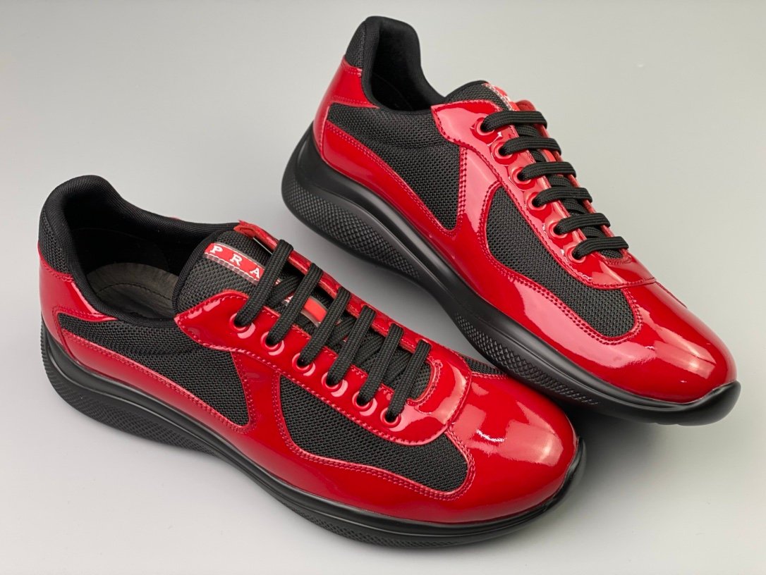 Prada Americas Cup Black & Red Trainers Patent