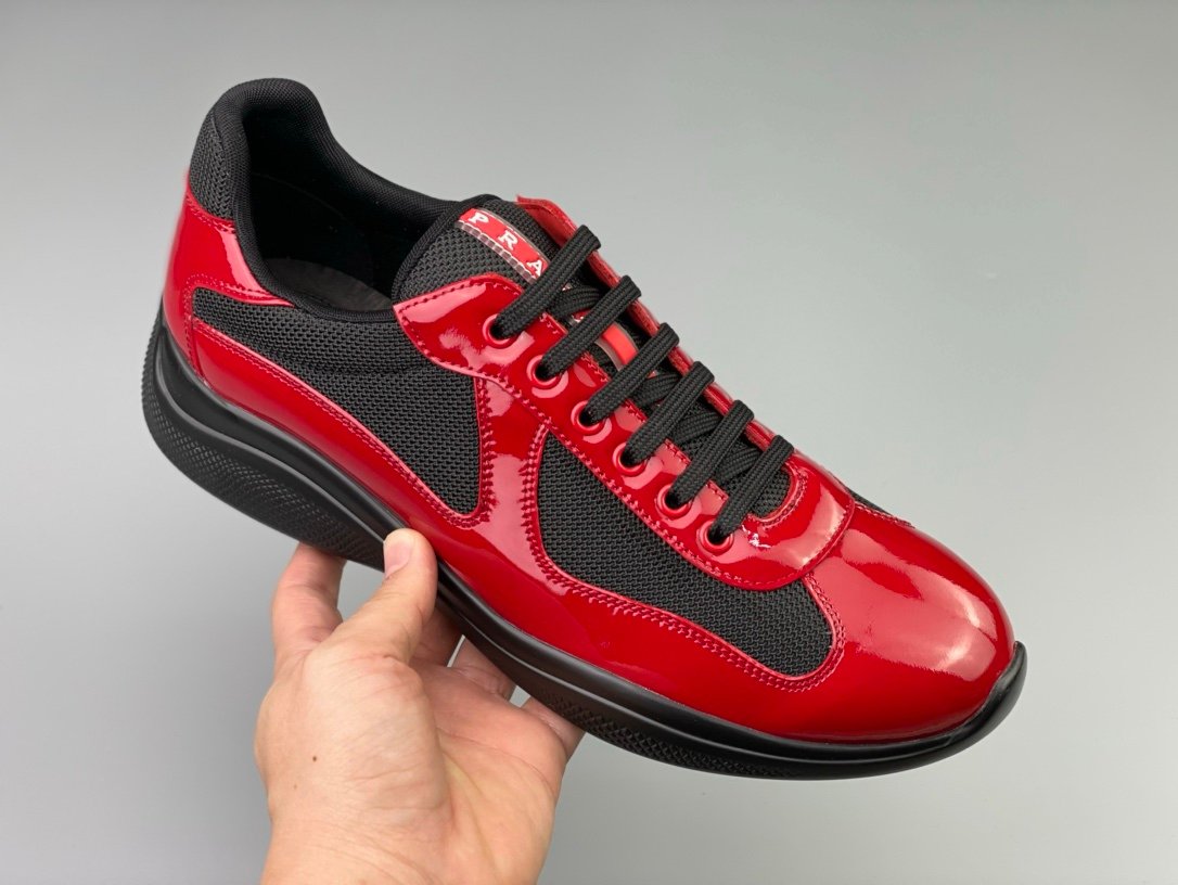 Prada Americas Cup Black & Red Trainers Patent