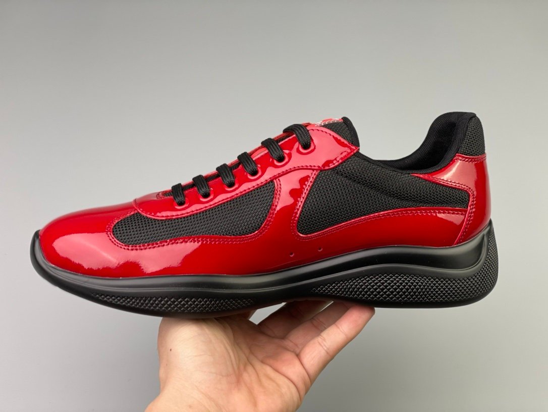 Prada Americas Cup Black & Red Trainers Patent